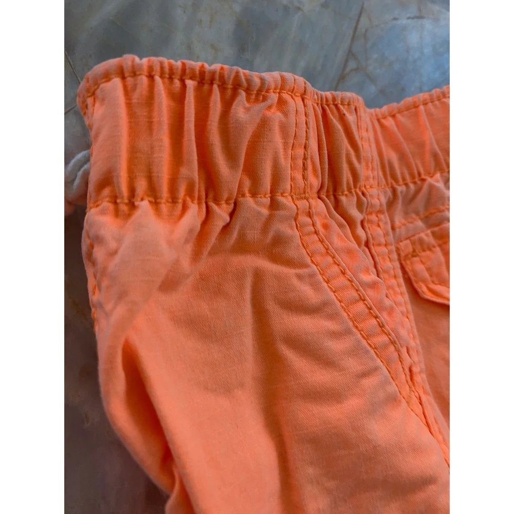 Carters Baby Boy Neon Orange Cargo Shorts 9 Months Elastic Waist Cotton